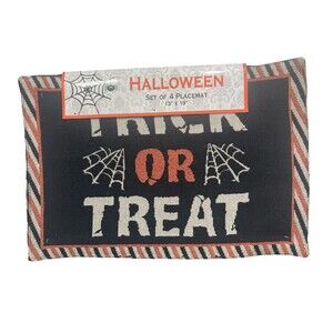 Halloween SPIDER WEB Woven Placemats 13”x19” NEW 2017 Set of 4 "TRICK or TREAT"